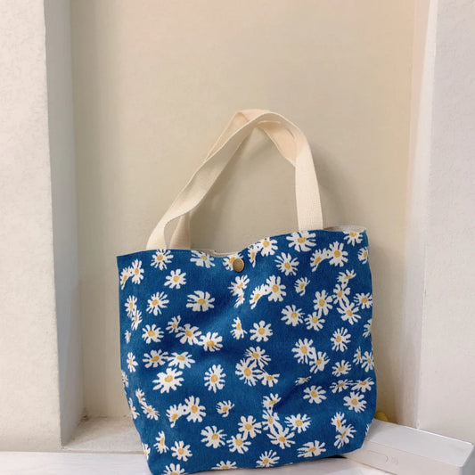 Vintage Artistic Floral Corduroy Bag
